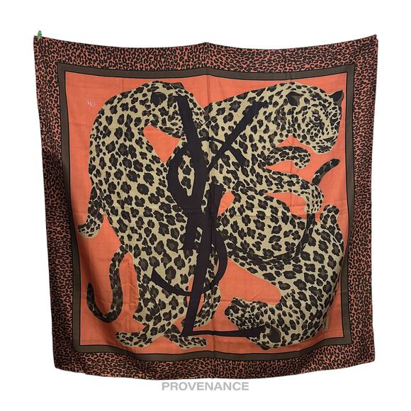 🔴 Yves Saint Laurent YSL Leopard Scarf 105 - Burnt Sienna - Picture 1 of 7